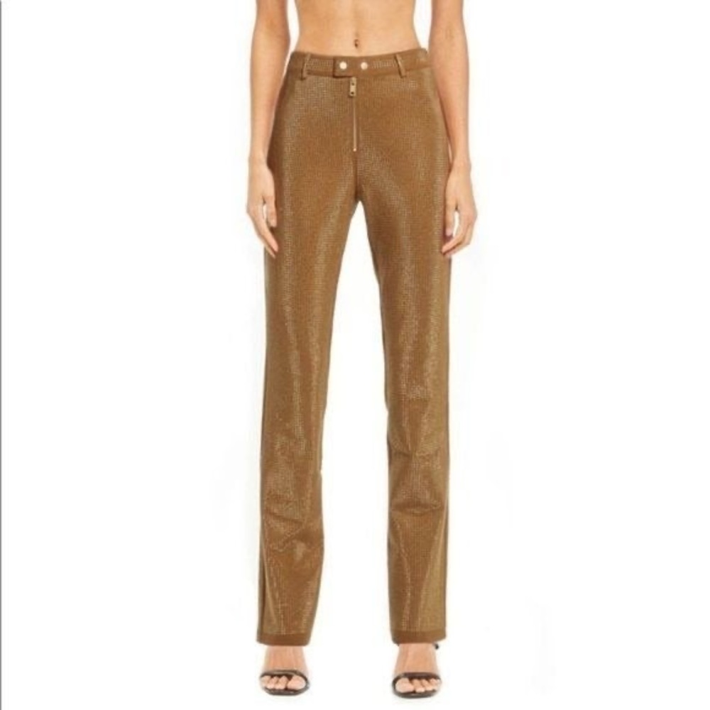 RARE I AM GIA Gold Mariah Pant Diamante Studded Ponte Trousers Size M